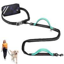 Hands Free Dog Leash With Zipper Pouch, Dual Padded Handles And Durable Bungee For Walking, Jogging And Running Your Dog