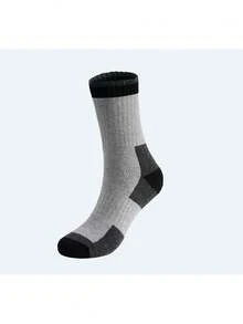 5 Pairs Men's Thick Thermal Crew Socks, Warm Wool Blend Socks For Outdoor Sports Like Hiking, Skiing In Winter