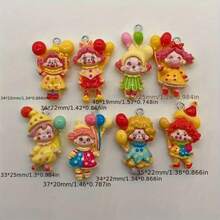 10 pezzi/5 coppie di ciondoli in resina con decorazioni a palloncini carini e assortiti, pendenti per orecchini, decorazioni fai-da-te per scrapbooking e miniature, in varie dimensioni