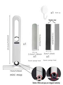Bộ lau nhà mini cầm tay 3 trong 1 | Lau nhà rảnh tay không cần vắt cho bàn, nhà bếp, phòng tắm | Chổi lau bụi để bàn thấm hút nhanh khô, Vật dụng cần thiết cho căn hộ cỡ du lịch | Quà tặng Giáng sinh, Vật dụng không thể thiếu trong ký túc xá đại học (Sử dụng được trên nhiều bề mặt) - Nhiều màu - Xem 15