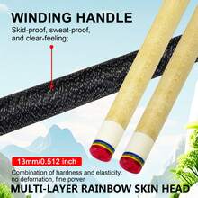 Maple Wood Pool Cue Stick, 13mm Rainbow Leather Tip, 19-21oz Billiard Cue With Dental Lock Joint & Winding Grip - 145.9cm/57.5in 9-Ball/8-Ball,For Home Or Bar