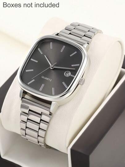 Battery-Powered, Calendar Function, Retro Style, Casual And Fashionable, Adjustable Strap Length, Simple Square Dial, Suitable For Both Men And Women, Quartz Watch. Suitable For Daily Wear, Business Occasions, Festivals, Gift-Giving, Birthdays, And Valentine's Day. Does Not Include Packaging.