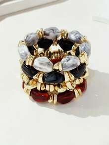 Set de 4 brățări vintage boho, groase, cu mărgele acrilice multistrat, de lux, pentru femei, cupluri, petrecere, purtare zilnică