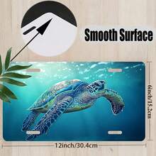 Car P, Car P, Vibrant Underwater Turtle Aluminum License Plate Cover And Frame - Waterproof, Polished Surface, 6x 12inch , Fun Novelty Decoration Suitable For Men, Women, And Children, Turtle Decoration - A - 查看 2