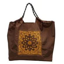 Embroidered Retro Bucket Bag For Women, New Niche Versatile Commuter Shoulder Bag, Embroidered Cashew Flower