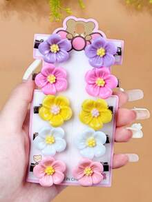 5/10pcs/Set Cute 3D Flower Hair Clips - Suitable For Girls And Women, From Dreamy Light Purple To Vibrant Bright Yellow, Each Flower Looks Lifelike, With Delicate Petal Texture And Bright Stamen Design, Elegant And Adorable. Suitable For Daily School, Events, Weekends, Birthday Parties, Etc. Whether Tied In A Playful Ponytail Or Braided Into An Elegant Braid, A Simple Clip Can Add Natural, Lively Beauty To Your Hairstyle