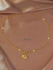 1pc Versatile Minimalist Water Wave Chain Floral Necklace, Women's Daily Jewelry Gift