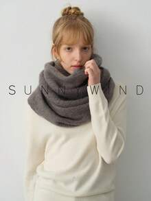 1pc Women's Solid Color Knitted Polyester Warm Versatile Neck Warmer, Suitable For Commuting And Daily Use In Autumn/Winter For Dress - Dark Grey - View 8