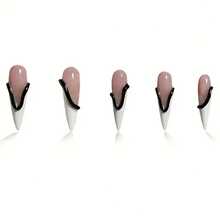 Black And White Contrast Nail Art Pointed Three-Dimensional Wavy Lines Fashionable Personality Creative Nail Art Set - BW162 - Xem 2