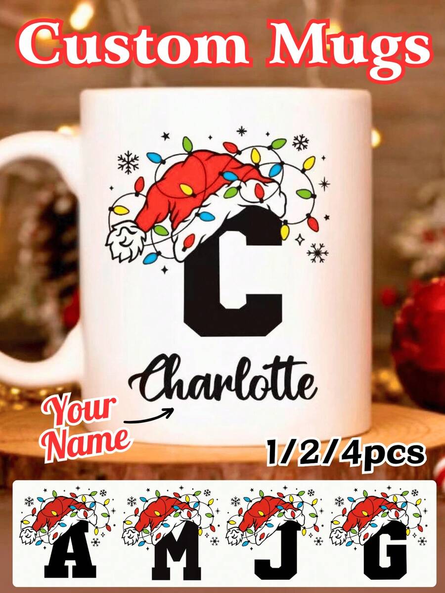 1 قطعة/2 قطعة/4 قطع، 11 أونصة، كوب قهوة شخصي - من الألف إلى الياء اسم شخصي كوب عيد الميلاد ، نص، اسم، هدية للنساء، كوب قهوة شخصي مطبوع بالحرف الأول من الاسم - تصميم مخصص، كوب سيراميك، كوب جديد، تجديد المنزل، أكواب مخصصة، راحة سهلة، عيد الميلاد، هدايا عيد الميلاد