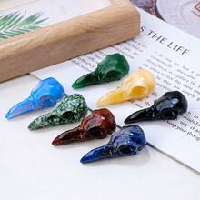 1pc Unique Marbling Patterns & Pocket-Sized Home/Office/Jewelry Decoration Gift, Skull Decoration, Office Ornament, Artistic Sculpture, Artisan Carving, Miniature Sculpture, Home Stylists Halloween Gift