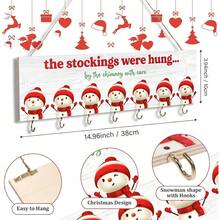 Stocking Holder With Hangers - Wooden Organizer Sign '' Stockings Were Hung' - Xmas Mantel Snowmen Wall Mount Hanging Hook Mantel Truck