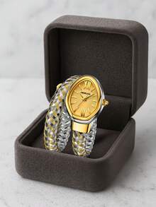 1 pieza Reloj de cuarzo de lujo vintage para mujer con diseño de cabeza de serpiente, de alta moda - Unitalla - Ver 14