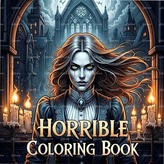 GDTME Horror Coloring Book: 1 Book, 24 Pages With Upgraded Thick 120g Pearl Paper. Designed For Adults, With Exquisite Patterns And Clear Lines. An Ideal Gift For Family Gatherings, Parties, And Halloween, Perfect For Room Decoration,7.9*7.9 In