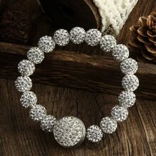 1pc New Fashionable Luxury Bohemian Style 10mm Bling Bling 6-Layer Clay Rhinestone Beaded Bracelet, Detachable Clay Rhinestone Clasp, Gift For Women