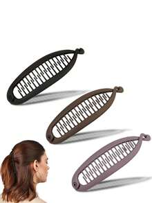 3 peças de presilhas de rabo de peixe elegantes, simples, foscas, de cor sólida, para mulheres, presilhas de rabo de cavalo verticais elegantes, acessórios de cabelo femininos, presilhas de cabelo femininas, presilhas de cabelo femininas versáteis, adequadas para deslocamento diário, não danificam, acessórios de cabelo de outono/inverno, cor sólida, casual, plástico ABS (resina ABS)