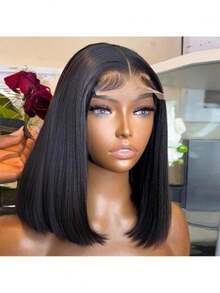 Elegant 180%Density 36 Inch13x4 HD Lace Front Wigs Put On And Go Glueless 4x4 Human Blended Hair Pre Plucked With Baby Hair 180 Density Transparent Bone Straight Lace Frontal Wigs For Women Natural Black Color Full Hair Wig Suitable For All People