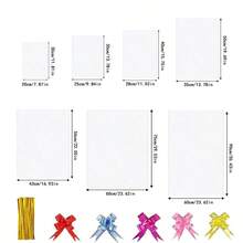 10/20 件玻璃纸袋，配金色扭结、彩色蝴蝶结、透明篮子袋 OPP 塑料玻璃纸包装，用于礼品展示、圣诞节、万圣节、情人节和生日派对礼品袋 - 彩色 - 查看 2