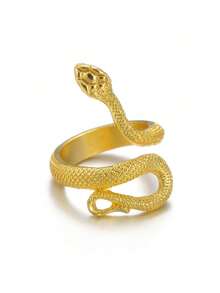 1 件复古朋克夸张蛇形可调节戒指，男女通用嘻哈时尚首饰 - 金黃色 - 查看 2