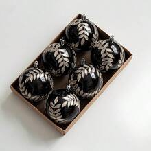 6 件/套圣诞节节日装饰挂件，红色、黑色和香槟金色圣诞树装饰球，8 厘米珠光柳叶球，适用于圣诞装饰，室内外防碎圣诞装饰品，节日派对和婚礼用品，家居装饰，房间装饰，冬季 - 彩色 - 查看 11