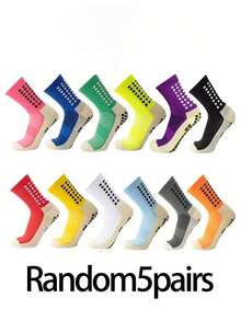 1/5 Pairs Kids/Teens Sports Socks, Colorblock Football/Basketball/Cycling Crew Socks, Non-Slip Athletic Socks
