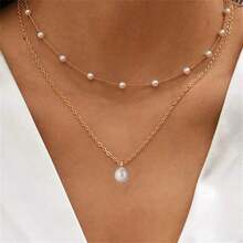 1pc Multi-Layer Minimalist Faux Pearl Necklace, Suitable For Women's Daily And Holiday Wear