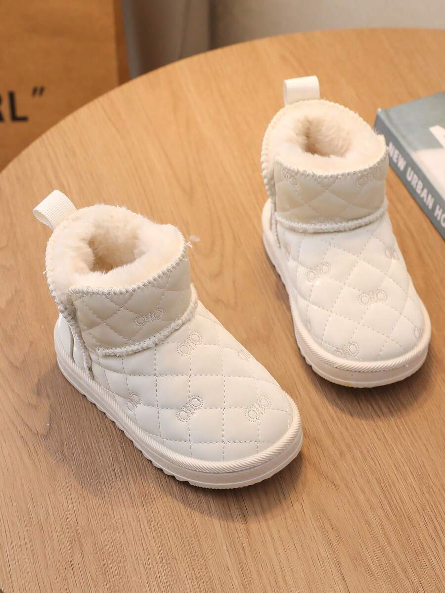 1 双幼儿/婴儿舒适保暖内衬平底雪地靴，适合雪天、户外活动、秋冬季 - 米色 - 查看 1