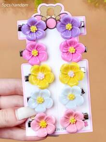 5/10pcs/Set Cute 3D Flower Hair Clips - Suitable For Girls And Women, From Dreamy Light Purple To Vibrant Bright Yellow, Each Flower Looks Lifelike, With Delicate Petal Texture And Bright Stamen Design, Elegant And Adorable. Suitable For Daily School, Events, Weekends, Birthday Parties, Etc. Whether Tied In A Playful Ponytail Or Braided Into An Elegant Braid, A Simple Clip Can Add Natural, Lively Beauty To Your Hairstyle
