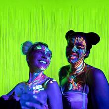 MegaL Glow In The Dark Party Supplies 2 Pack Neon Party Decorations 6.6 X 6.6 Ft Fluorescent Macaron Yellow Tinsel Foil Fringe Curtains Photo Booth Prop Backdrop Streamer Birthday Party Decor# DOUYYY