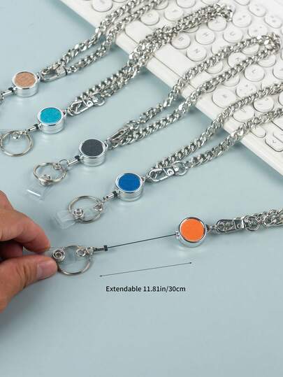 سوار معدني قابل للسحب سلسلة مفاتيح، حامل بطاقة هوية/بطاقة عمل/بطاقة نقل للجنسين، يمتد حتى 30 سم، هدايا للنساء