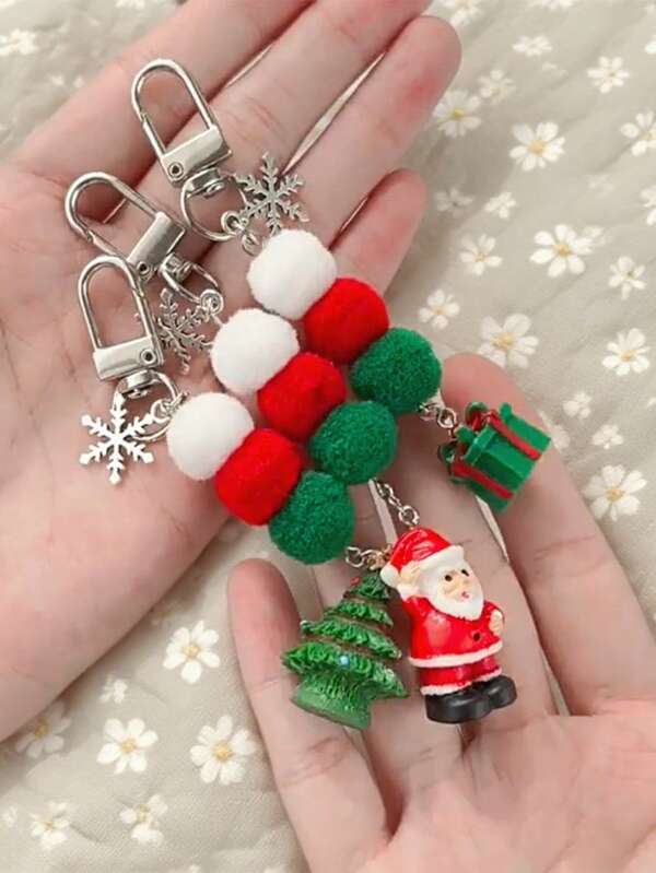 1PC Christmas Lanyard For Phone, Cute Santa Claus Snowflake Tree Design, Festive Holiday Phone Shoulder Strap With Keychain, Universal Cell Phone Accessories For Women