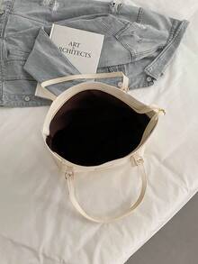 Bolso de hombro de gran capacidad para mujer, Otoño/Invierno 2024, Bolso tote minimalista y versátil, Mochila para estudiantes universitarios, Bolso de mano para ir al trabajo - Beis - Ver 10