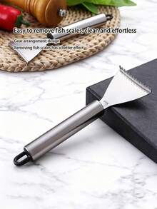 1/2pcs Stainless Steel Fish Scale Scraper Tool, Manual Fish Scaler Knife For Kitchen Household Use - Silver - View 5