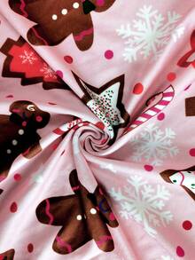 Christmas Dress Christmas Elements Gingerbread Man Candy Printing With Pocket Daily Leisure Daily Joker Daily Commuting Holiday Christmas Printing V-Neck Short-Sleeved Ladies T-Shirt - Multicolor - View 8