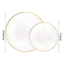50/25/12 Heavy-Duty Transparent Plates - Elegant Gold Borders, Stackable And Space Saving Design, Durable Plastic Plates For Weddings, Birthday Parties, Outdoor Banquets, Daily Meals - Perfect For Formal And Casual Events, Party Utensils, Corrugated Textures, Sturdy Structures, Multifunctional Utensils, Event Planners, Family Artists, Holiday Celebrations, - 透明 - 查看 11
