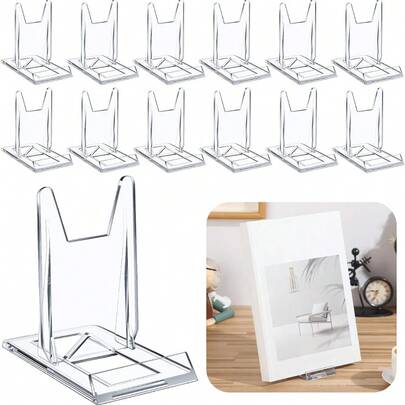 아크릴 책 선반, 조절 가능한 투명 책 디스플레이 랙, 아트 디스플레이 스탠드, 가정, 사무실, 개학, 만화책, CD, 잡지, 엽서, 예술 작품에 적합