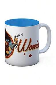SD TOYS Mug With Wonder Woman Chain Design, Ceramic, White And Blue, 10x14x12 Cm - White - View 1