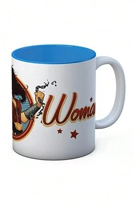 SD TOYS Mug With Wonder Woman Chain Design, Ceramic, White And Blue, 10x14x12 Cm - White - View 1