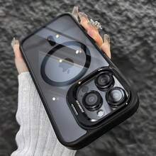 1 X Clear Case With Magnetic Wireless Charging Compatible With IPhone 16, 15, 14, 13, 12, And 11 Pro Max Plus (MagSafe Compatible), Clear Case With Metal Frame And Lens Protector Holder. - Grey - View 6