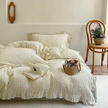 Muslin Duvet Cover With Ruffled Edges, 1 Piece Cotton Comforter Cover 47X59'', Pattern 2-Layer Gauze Bedding, No Quilt Or Pillowcases, Bedroom Essential - 花卉生長 - 查看 12