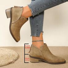 Giày bốt nữ cổ thấp mũi nhọn thời trang thu đông 2025 mới có khóa kéo phía sau, thích hợp đi làm, đi chơi và mặc cả ngày, không gây mỏi - Màu Khaki - Xem 10