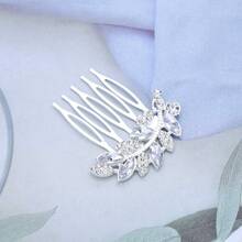Vintage Rhinestone Hair Comb Barrette Gold Crystal Leaf Hair Clip Comb Cz Hair Barrette Headpieces Shine Wedding Comb Decorative Headwear Hair Accessories For Women Silver#SSDD B BJNHMJ