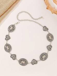 1 Stück Tier-Muster & Herz Blumen Taillenkette, vielseitiger Damengürtel, Körperschmuck, Weihnachtsaccessoire Taillenkette, geeignet für Frühling, Sommer, Herbst und Winter