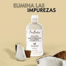 Shea Moisture Shampoo hidratación aceite de coco 100% virgen limpieza profunda brillo suavidad natural restaurador cabello seco maltratado revitalizante fórmula nutritiva sin químicos agresivos aroma fresco uso diario - Gris Claro - Ver 7