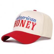 1Piece Men HONEY Letter Embroidered Two Tone Five-Panel Baseball Cap Outdoor Adjustable Sunscreen Leisure Hat Spring Autumn Travel Tourism Beach Vacation - 彩色 - 查看 3