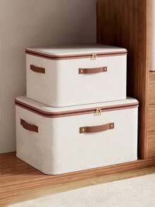 Storage Box With Zipper Lid, Storage Box With Lid, Foldable And Washable Wardrobe Organizer Container With Handles, Suitable For Organizing Clothes, Books, Documents,Gifts For Women,Christmas Gifts,Gift Ideas For Women - Multicolor - View 3