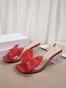Giày sandal cao gót đế dày cho nữ, họa tiết bướm và hoa, giày công chúa thời trang cho đám cưới. - Đỏ - Xem 5