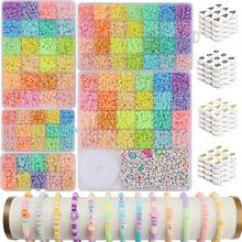 10/15/24/28/26 Stücke Flache Perlen Armband Bastel-Set, Freundschaftsarmband DIY Werkzeuge, Polymer Heishi Perlen Schmuckherstellung Zubehör