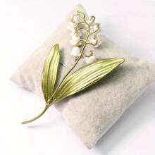Luxury Brand Design Lily Of The Valley Flower Corsage Brooch Pin Woman Wedding Bridesmaid Accessories Brooches Jewelry - 綠色 - 查看 2