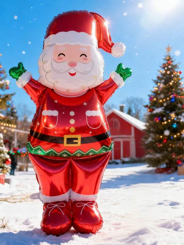 Balão grande de Papai Noel - Balão para decoração de festa de Natal, Suporte para base de balão 3D, Balão metalizado de Papai Noel, Balão para decoração de festa de Natal, Adequado para Natal, Ano Novo, decoração de quarto, decoração de interiores, casamento, aniversário e outros eventos e feriados temáticos